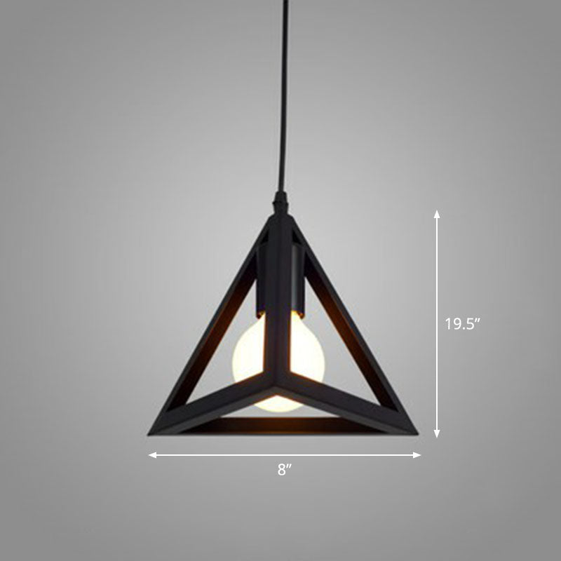 Geometric Cage Iron Hanging Light Simplicity 1 Bulb Corridor Pendant Light Fixture in Black