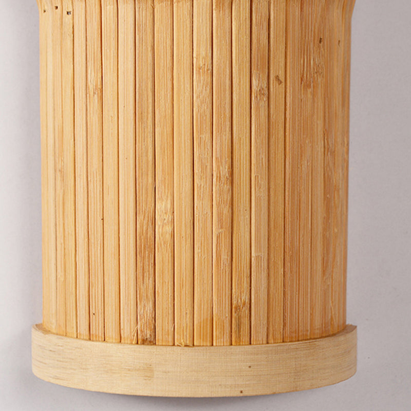 Minimalist Tapered Wall Mount Light Bamboo Single Living Room Wall Light Fixture in Wood