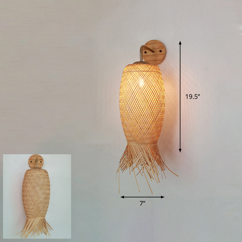 Corridor artisanal luminaire mural bambou bambou à une lampe murale contemporaine unique en bois