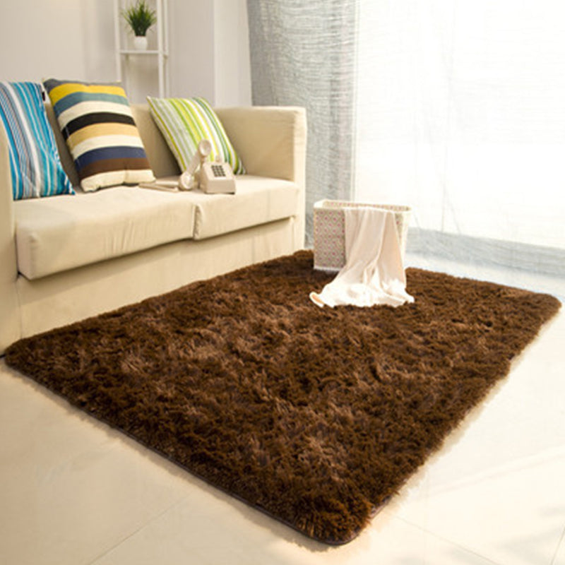Casual Living Room Rug Multi-Colored Solid Rug Polypropylene Non-Slip Pet Friendly Area Carpet