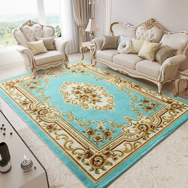 Retro mehrfarbiger Blumenteppich Polyster Western Teppich Easy Care Machine Waschbare Teppich für Wohnzimmer