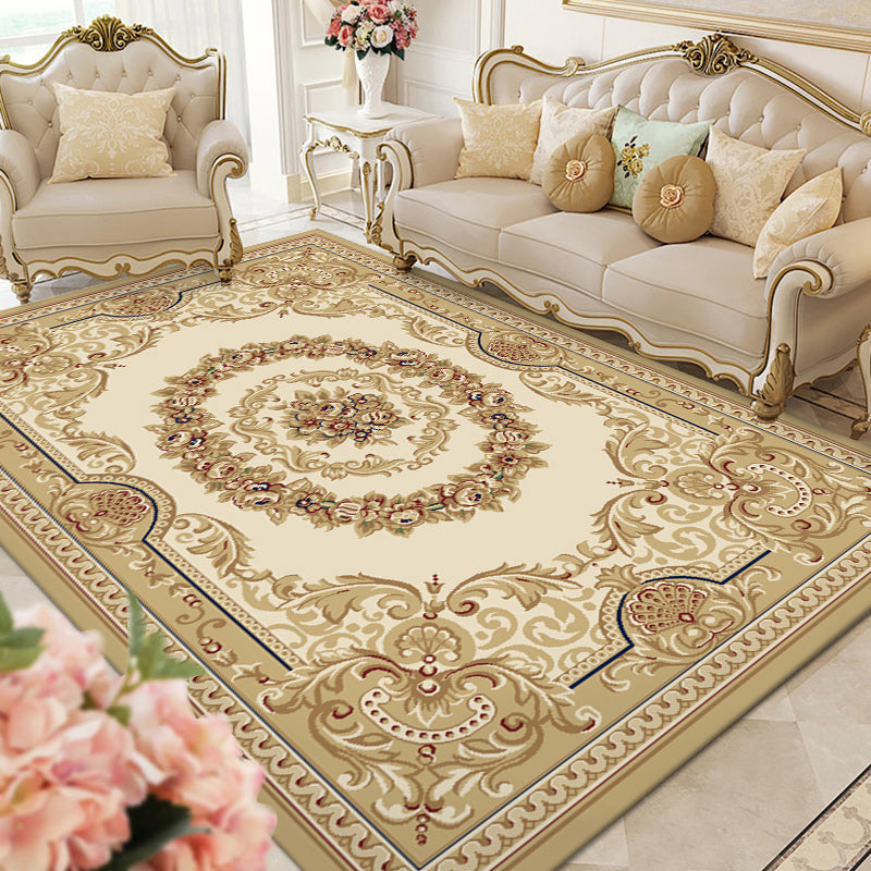 Multi Colored Living Room Rug Olden Floral Pattern Carpet Polyster Easy Care Machine Washable Indoor Rug