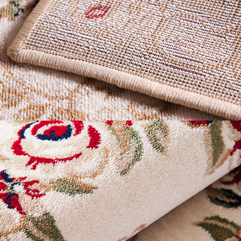 Multi Colored Living Room Rug Olden Floral Pattern Carpet Polyster Easy Care Machine Washable Indoor Rug