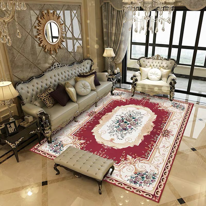 Mehrfachfarbener Retro-Teppich Polypropylen Blumenmuster Bereich Teppich Anti-Rutsch-Rückenwaschable Easy Care Teppich für Dekor