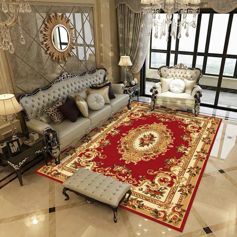 Mehrfachfarbener Retro-Teppich Polypropylen Blumenmuster Bereich Teppich Anti-Rutsch-Rückenwaschable Easy Care Teppich für Dekor