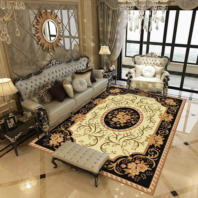 Mehrfachfarbener Retro-Teppich Polypropylen Blumenmuster Bereich Teppich Anti-Rutsch-Rückenwaschable Easy Care Teppich für Dekor