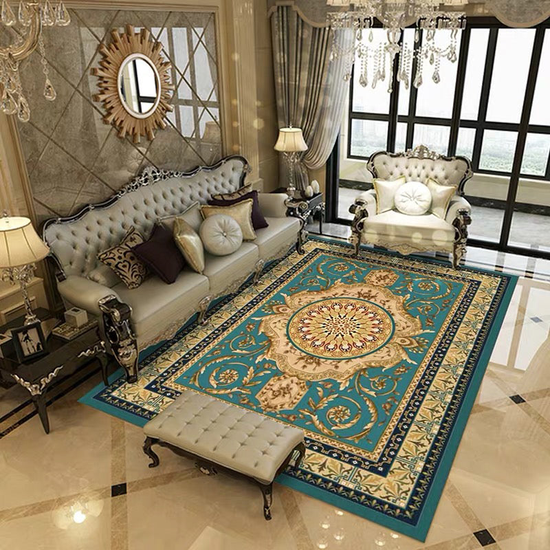 Mehrfachfarbener Retro-Teppich Polypropylen Blumenmuster Bereich Teppich Anti-Rutsch-Rückenwaschable Easy Care Teppich für Dekor