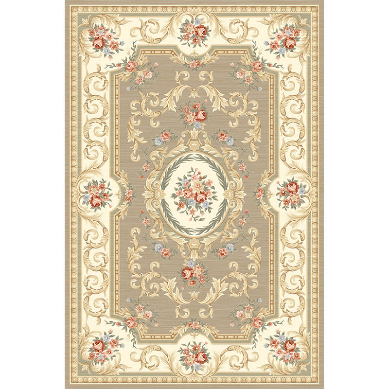 Shabby Chic Floral Print Rug Multi-Color Polyster Area Rug Anti-Slip Pet Friendly Carpet for Living Room