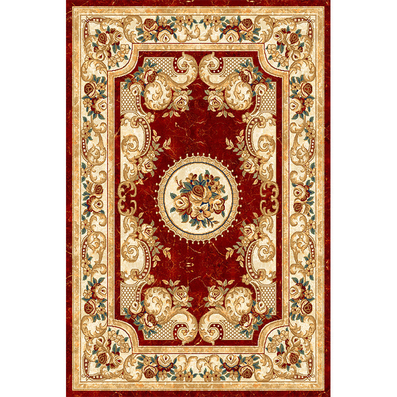 Shabby Chic Floral Print Rug Multi-Color Polyster Area Rug Anti-Slip Pet Friendly Carpet for Living Room