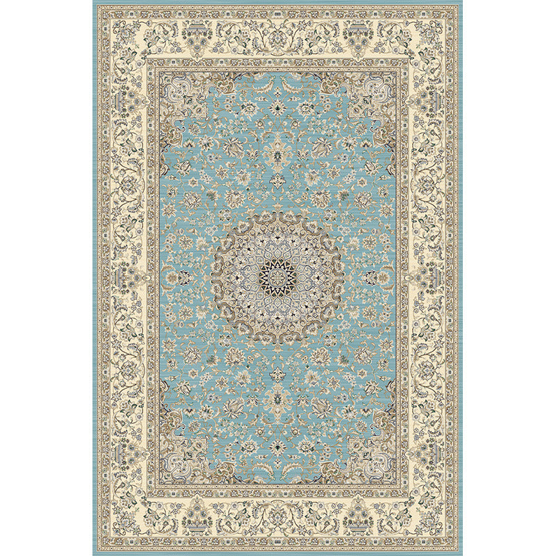 Shabby Chic Floral Print Rug Multi-Color Polyster Area Rug Anti-Slip Pet Friendly Carpet for Living Room