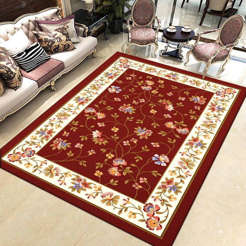 Vintage-Teppich für Heimdekoration, mehrfarbiger Teppich mit Blumenmuster, Polypropylen, rutschfeste Unterseite, haustierfreundlicher Teppich