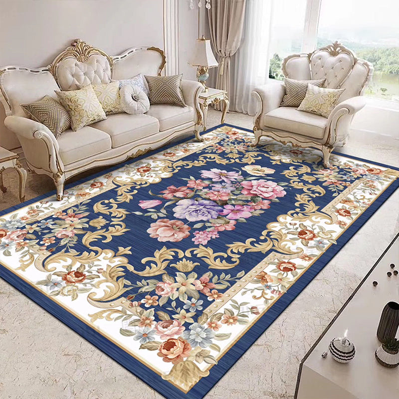 Vintage-Teppich für Heimdekoration, mehrfarbiger Teppich mit Blumenmuster, Polypropylen, rutschfeste Unterseite, haustierfreundlicher Teppich