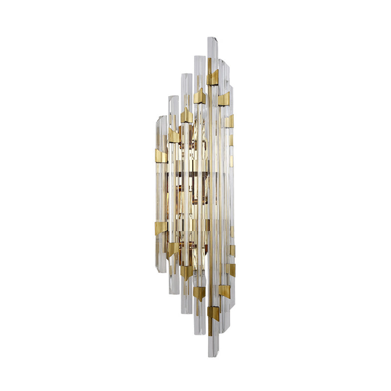 Clear Crystal Prism Wall Sconce Fixture Contemporary 4 Lights Wall Lamp in Gold for Corridor