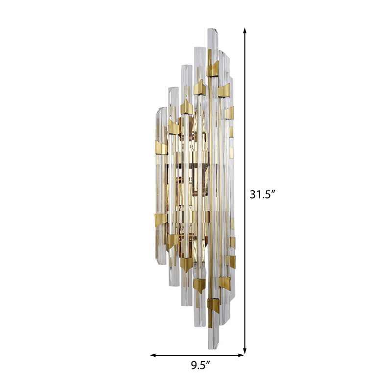 Clear Crystal Prism Wall Sconce Fixture Contemporary 4 Lights Wall Lamp in Gold for Corridor