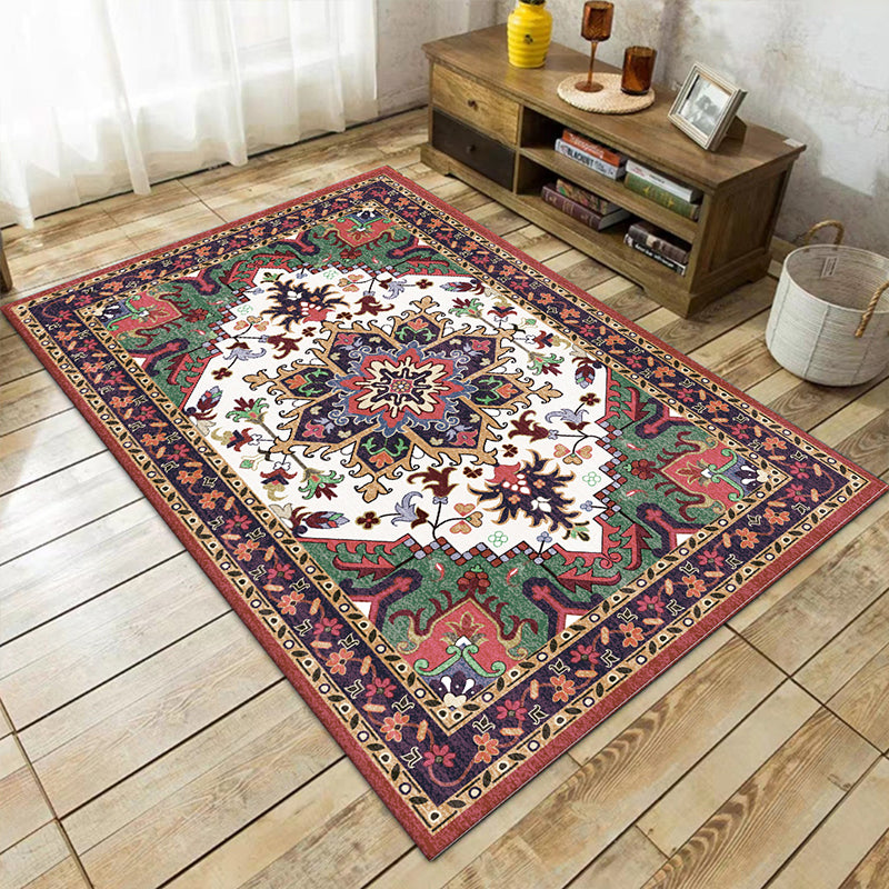 Boho-Chic Parlor Rug Multi Color Geometric Print Carpet Polypropylene Machine Washable Non-Slip Backing Rug