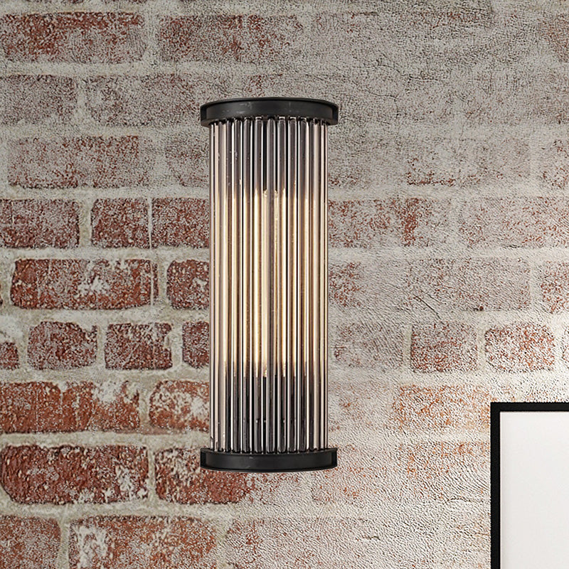 Black Cylinder Wall Light Sconce Modern Stylish 1 Light Clear Crystal Wall Lamp for Living Room