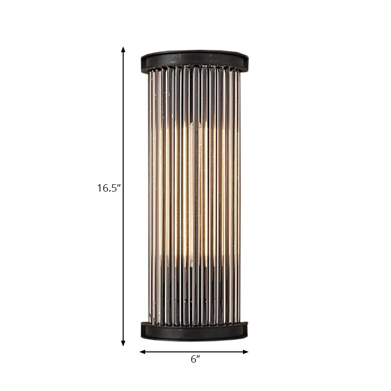Black Cylinder Wall Light Sconce Modern Stylish 1 Light Clear Crystal Wall Lamp for Living Room