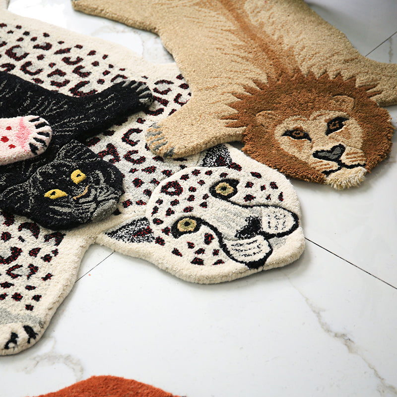 Casual Bedroom Rug Multi Color Animal Skin Pattern Carpet Lamb Wool Non-Slip Backing Easy Care Rug