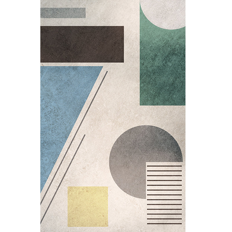 Boho Living Room Rug Multi-Color Geometric Pattern Carpet Flax Environmental Handmade Rug with Tassel