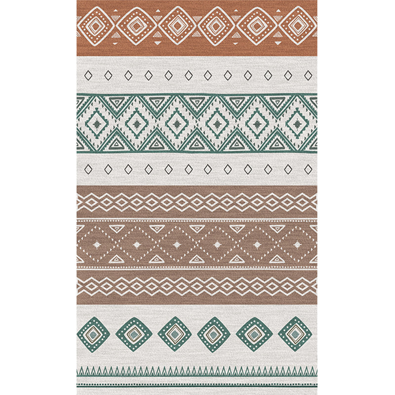 Boho Living Room Rug Multi-Color Geometric Pattern Carpet Flax Environmental Handmade Rug with Tassel