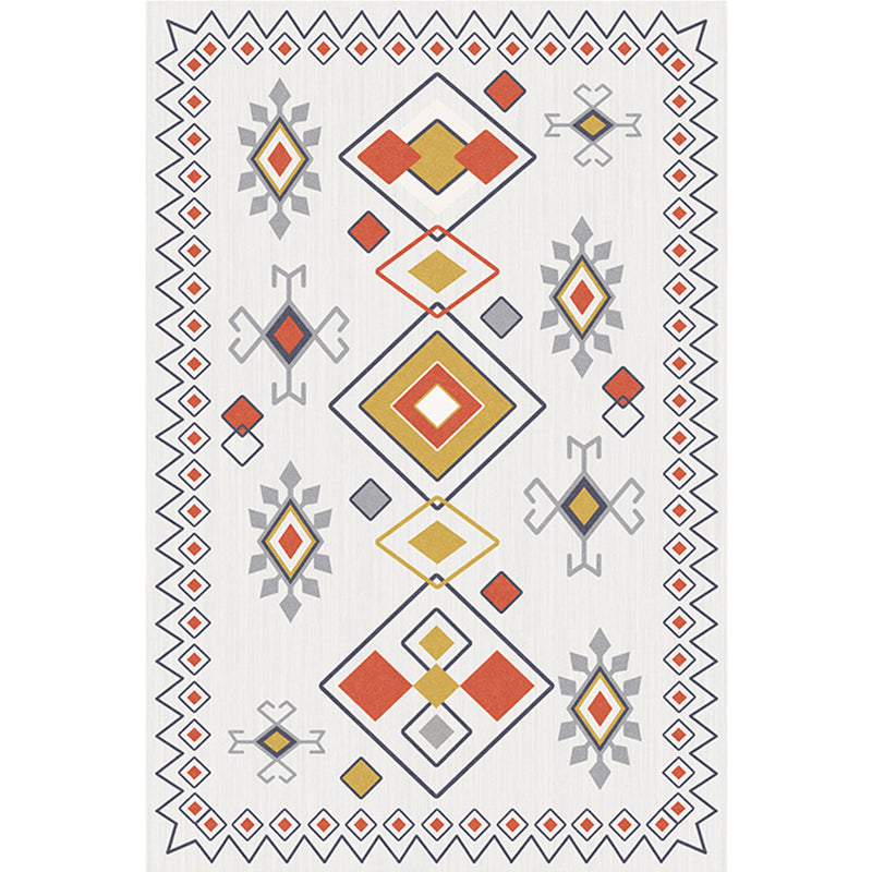Boho Living Room Rug Multi-Color Geometric Pattern Carpet Flax Environmental Handmade Rug with Tassel