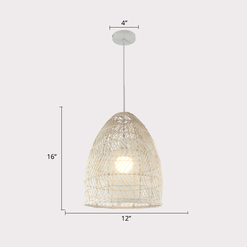Handcrafted Rattan Suspension Light Simplicity 1-Light Wood Pendant Light Fixture for Restaurant