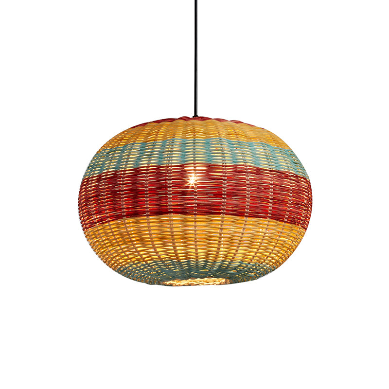 Shaded Ceiling Light Modern Rattan Single Restaurant Hanging Pendant Light in Wood