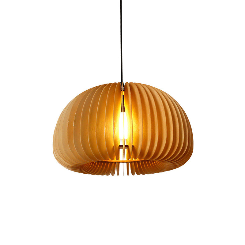 Aziatische stijl koepel gearceerd plafondverlichting hout 1 lamp restaurant hangende lamp armatuur