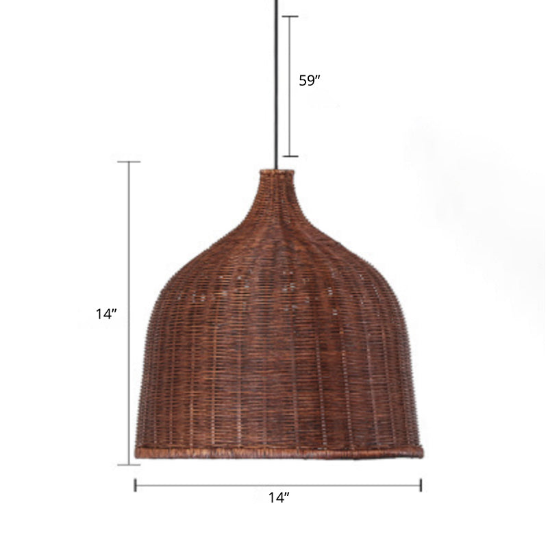 Basket Suspension Lighting Minimalist Rattan 1 Head Restaurant Pendant Ceiling Light