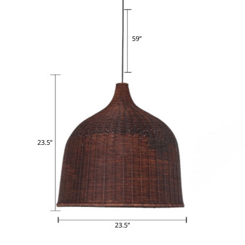 Basket Suspension Lighting Minimalist Rattan 1 Head Restaurant Pendant Ceiling Light