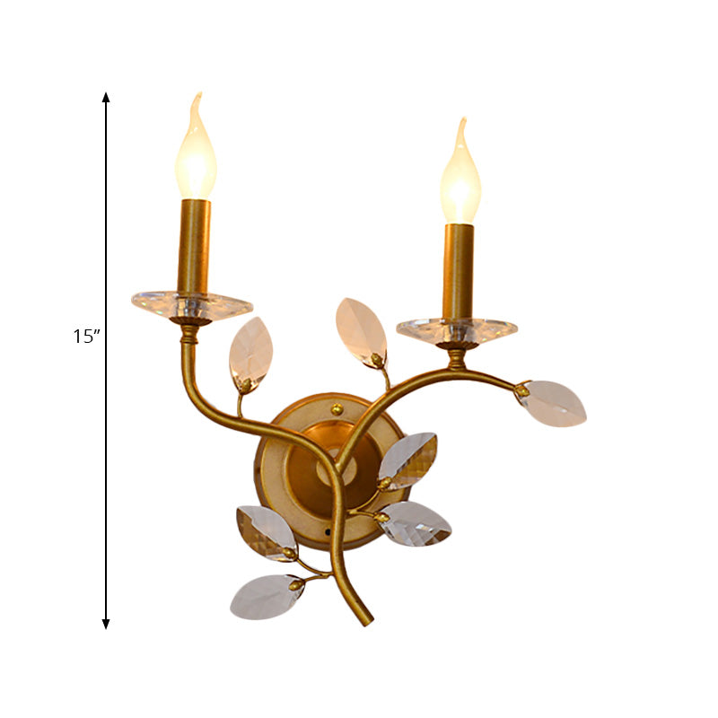 Metal Branch Wall Light Lodge Stylish 2 Lights Brass Wall Sconce Fixture with/without Bell Shade for Indoor