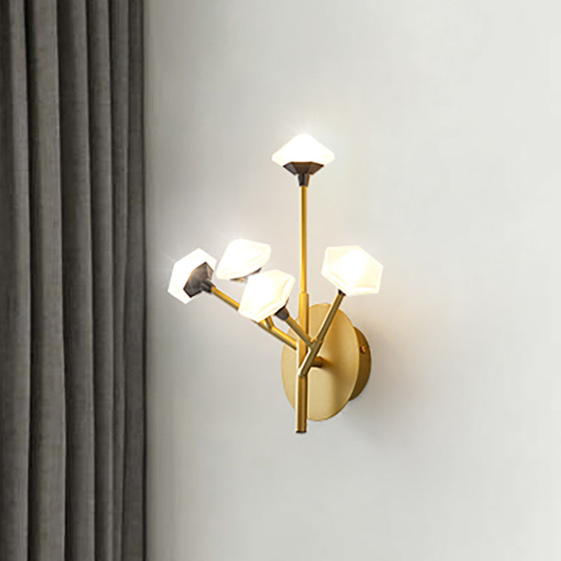Luz de pared de sombra acrílica geométrica modernista 5 luces lámpara de apliques de pared de acabado negro/dorado con diseño de ramificación
