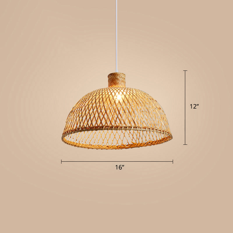 Chinese Style Handmade Ceiling Light Bamboo Single Restaurant Hanging Pendant Light in Wood