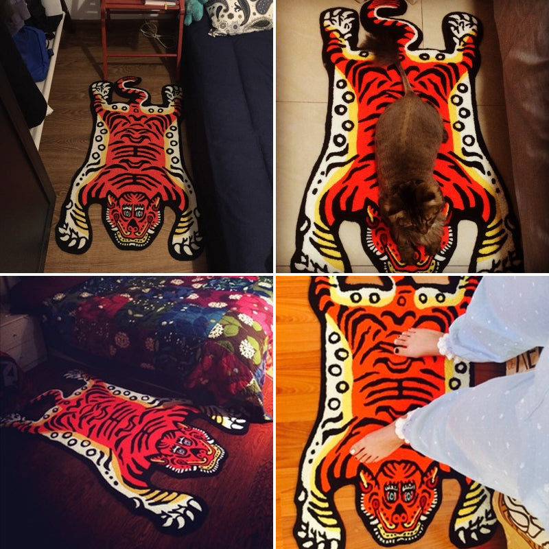 Onregelmatige vorm Tijgerhuidtapijt Meerkleurig Creatief Binnentapijt Acryl Antislip Huisdiervriendelijk Tapijt voor Decor