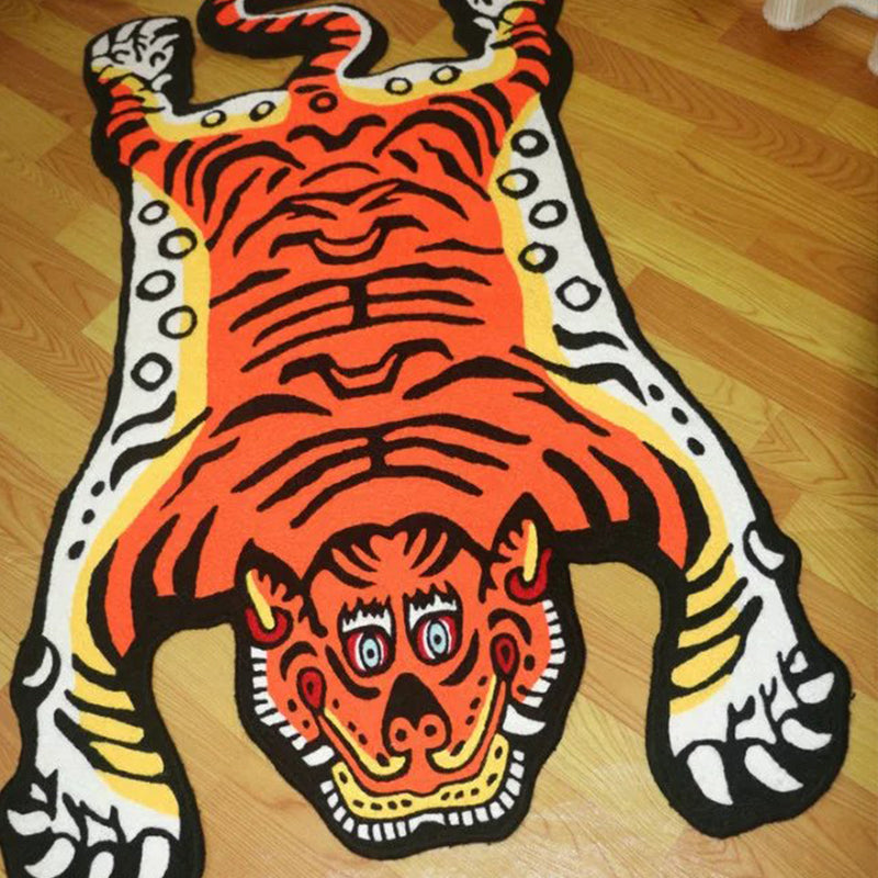Onregelmatige vorm Tijgerhuidtapijt Meerkleurig Creatief Binnentapijt Acryl Antislip Huisdiervriendelijk Tapijt voor Decor