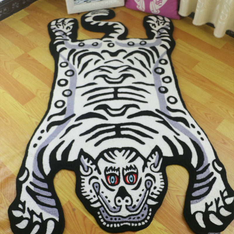 Onregelmatige vorm Tijgerhuidtapijt Meerkleurig Creatief Binnentapijt Acryl Antislip Huisdiervriendelijk Tapijt voor Decor