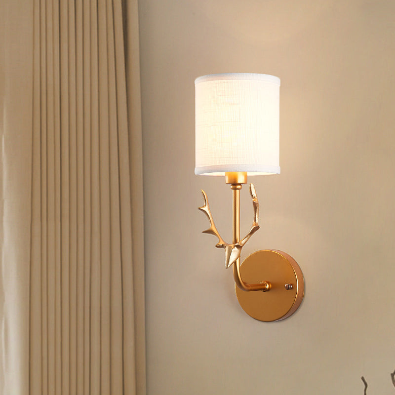 Cilindro de tela Luz de montaje de pared Minimalismo de la sala de estar 1 luces Iluminación de pared con acento de ciervos