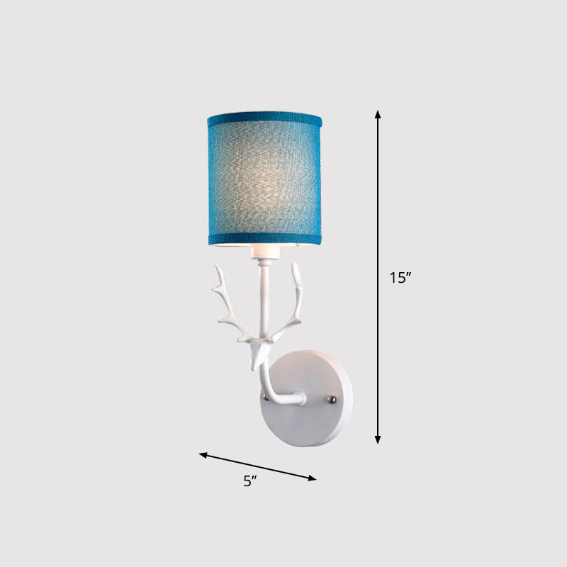 Cilindro de tela Luz de montaje de pared Minimalismo de la sala de estar 1 luces Iluminación de pared con acento de ciervos