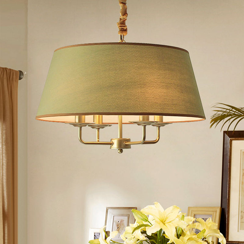 Vintage Empire Shade Candelier Luz colgante 4 cabezas de tela Luz colgante para dormitorio