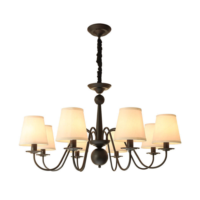 Ombre effilée salon lustre éclairage de style classique tissu pendant noir