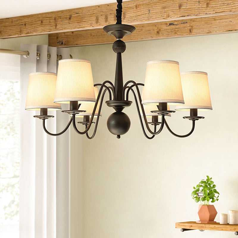 Ombre effilée salon lustre éclairage de style classique tissu pendant noir