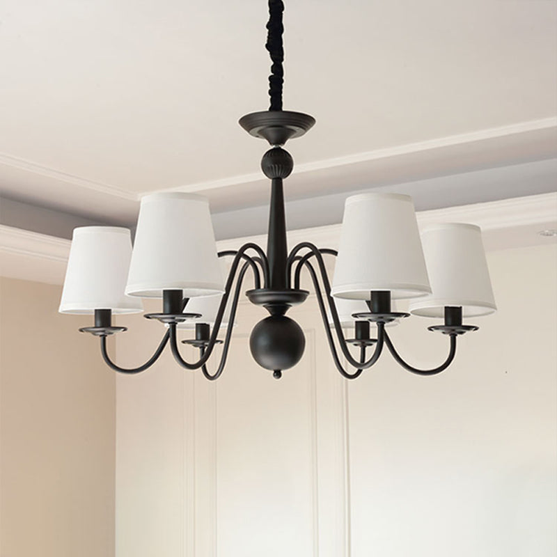 Ombre effilée salon lustre éclairage de style classique tissu pendant noir