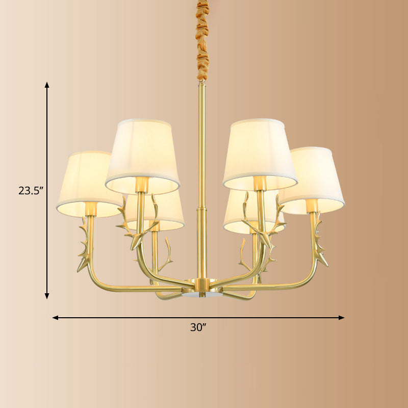 Éclairage de plafond de godet traditionnel Tissu luminaire luminaire avec décoration de cerf en laiton