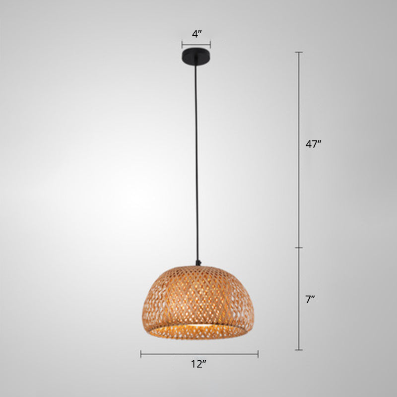 Handcrafted Ceiling Light Modern Bamboo Single Wood Hanging Pendant Light for Restaurant