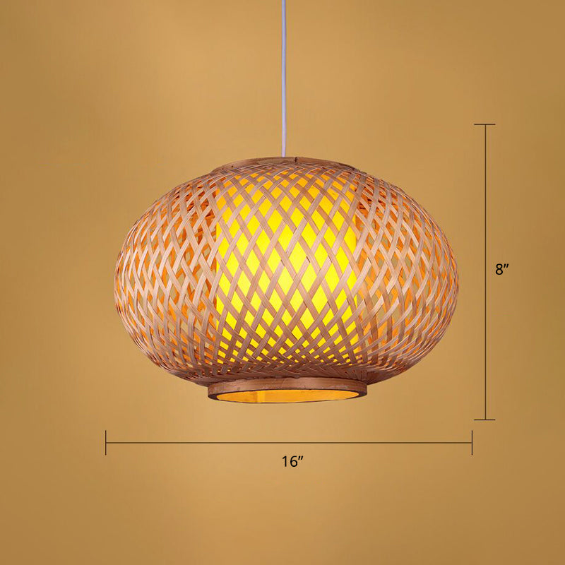 Wood Handmade Suspension Lighting Simplicity 1-Light Bamboo Pendant Light for Restaurant