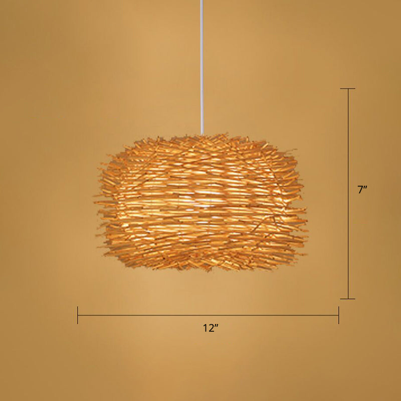 Wood Handmade Suspension Lighting Simplicity 1-Light Bamboo Pendant Light for Restaurant