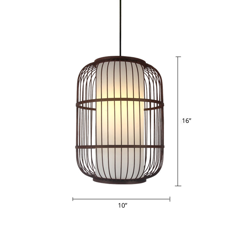 Weaving Restaurant Ceiling Light Bamboo Single Modern Hanging Pendant Light in Coffee