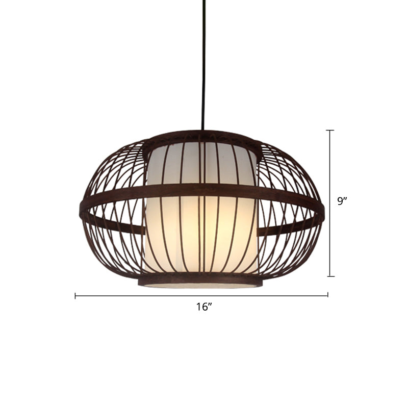 Weaving Restaurant Ceiling Light Bamboo Single Modern Hanging Pendant Light in Coffee