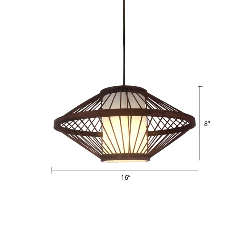 Weaving Restaurant Ceiling Light Bamboo Single Modern Hanging Pendant Light in Coffee