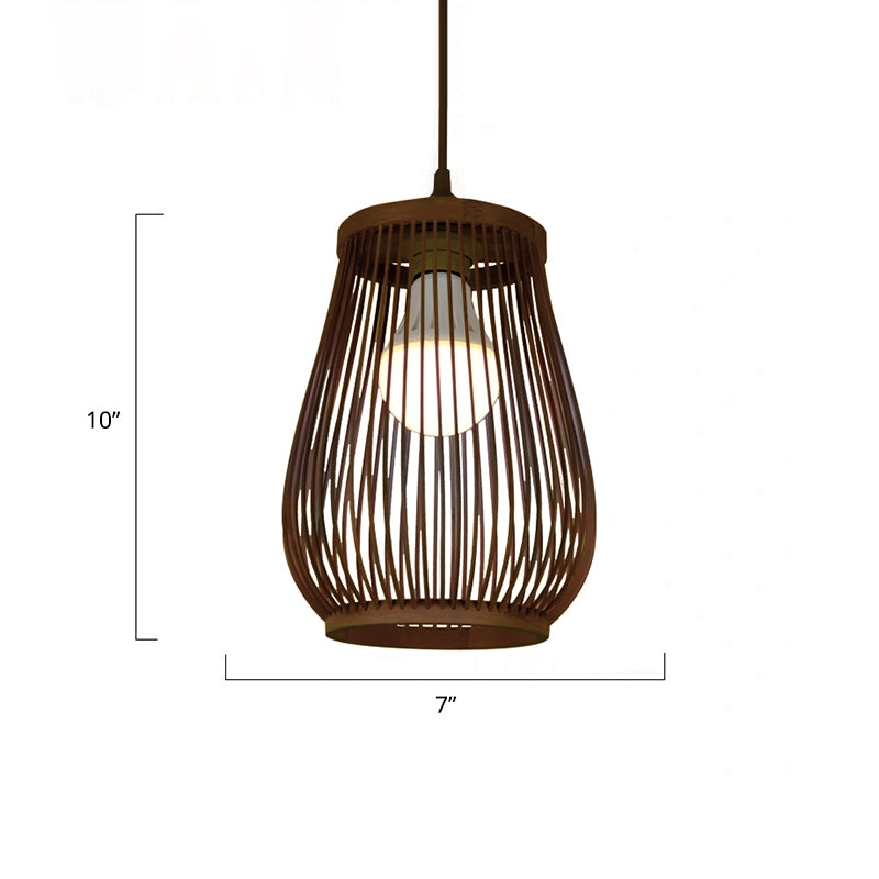 Weaving Restaurant Ceiling Light Bamboo Single Modern Hanging Pendant Light in Coffee
